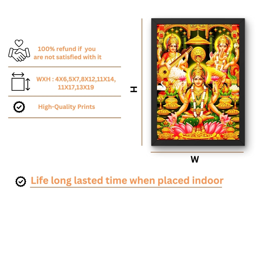 Lord ganapathi wall art -Ganapathi and Laxmi and saraswathi god frame