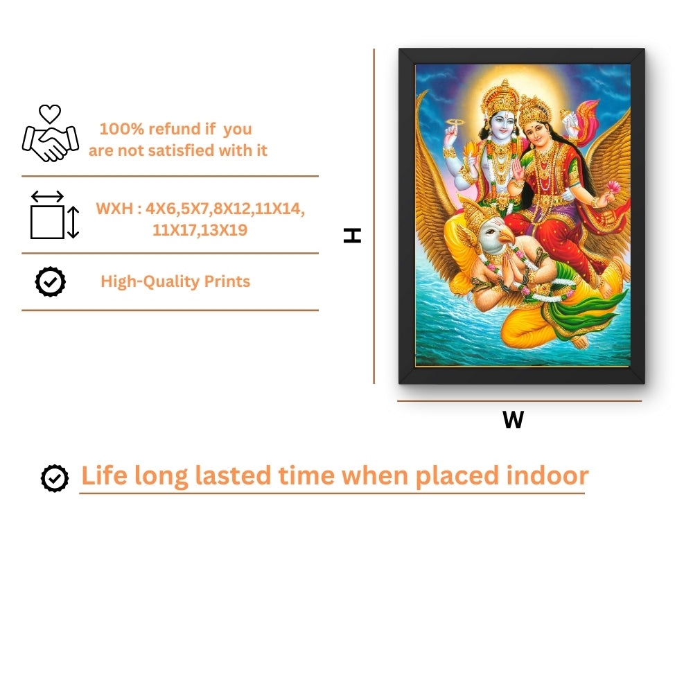 Lord Vishnu and Goddess Laxmi wall art-Sri vishnu with maa Laxmi Hindu God Frame