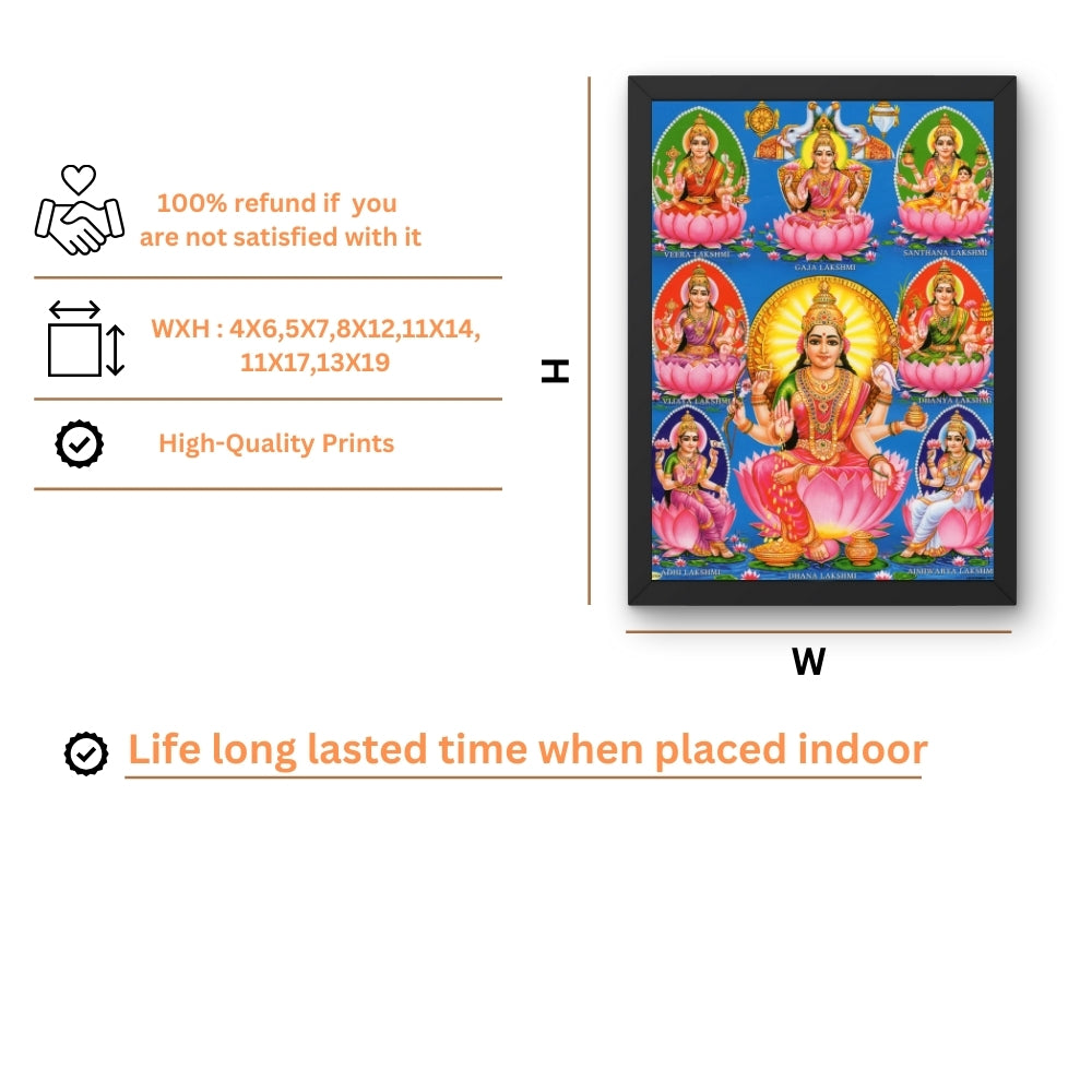Goddess Laxmi wall art- Maa Laxmi with asta laxmi photo frame