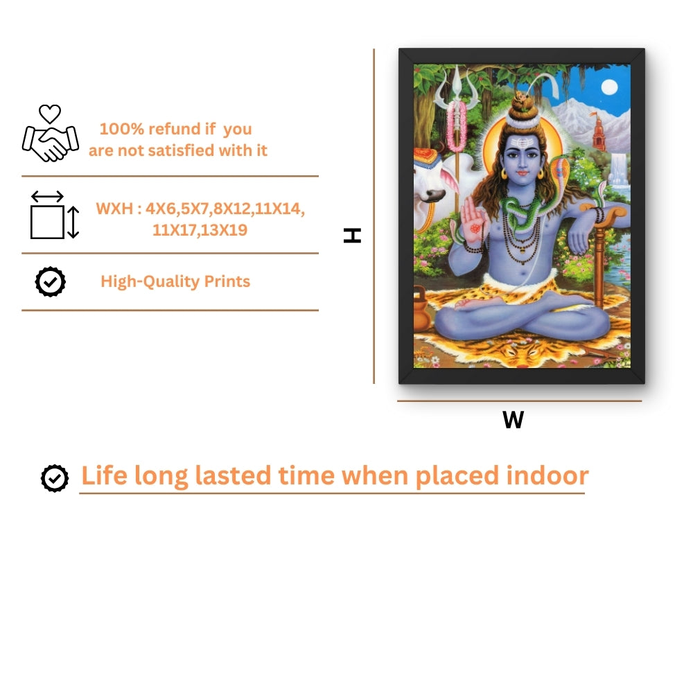 Lord shiva wall art-God shiva with cow photo frame