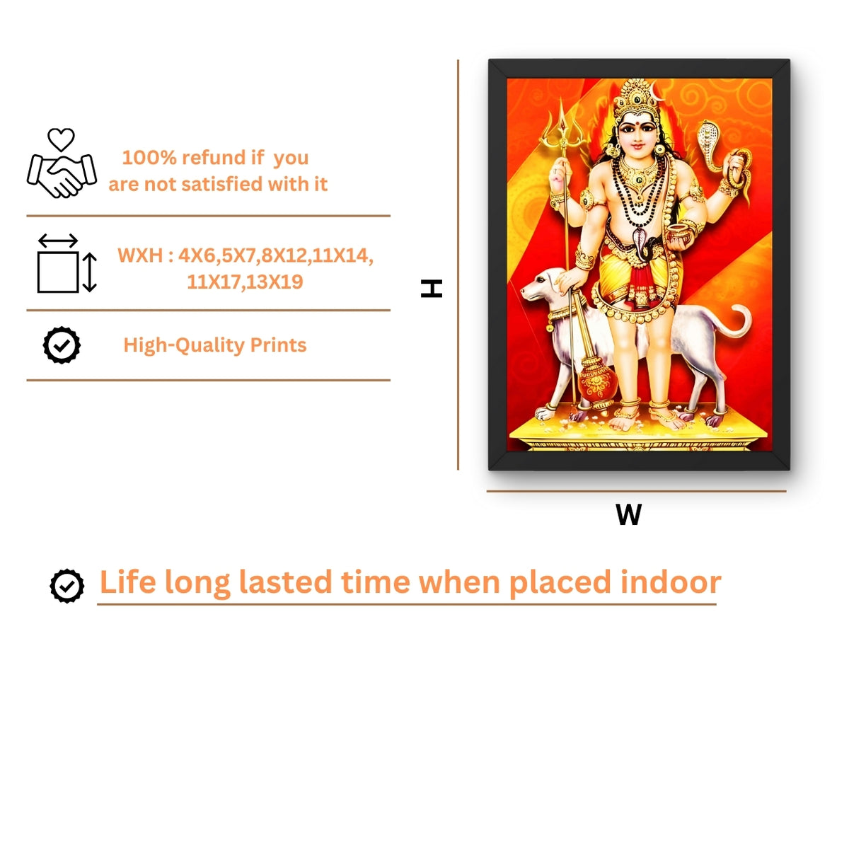 Lord KalaBairava Wall Art - KalaBairava Hindu God Photo Frame