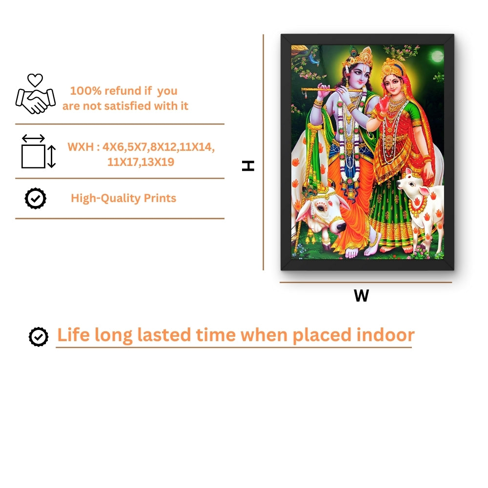 Lord Krishna Radha wall art- Krishna with Radha God frame