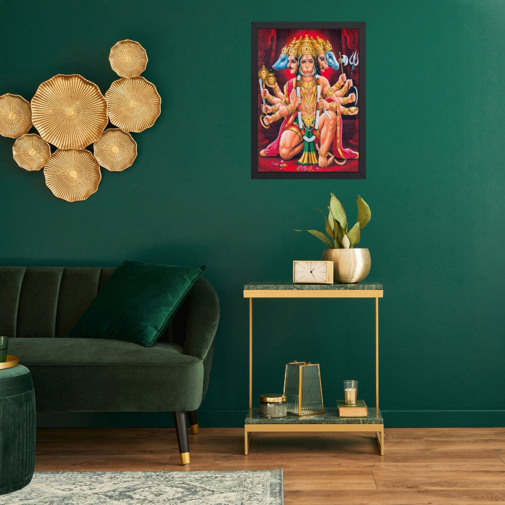 Panchmukhi Hanuman Wall Art – Five-Faced Lord Hanuman Hindu God Photo Frame