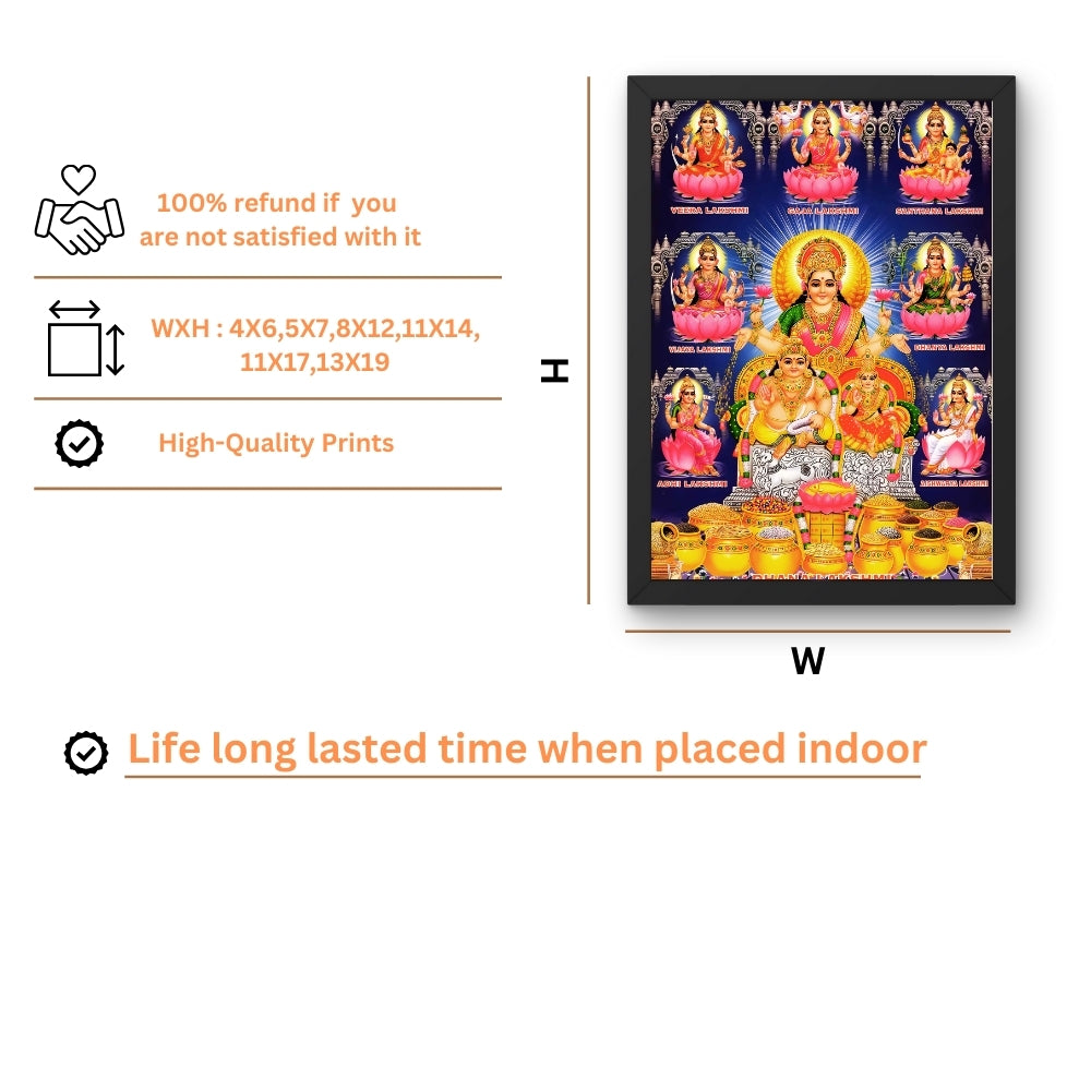 Lord Kubera wall art-God Kubera with Ashtalaxmi photo frame