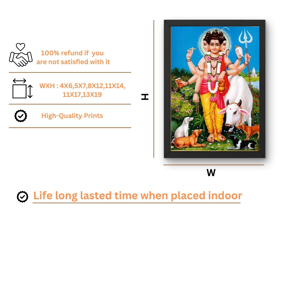 SRI DATTATREYA Wall Art – DATTATREYA  Hindu  God Photo Frame For Home & Puja Room