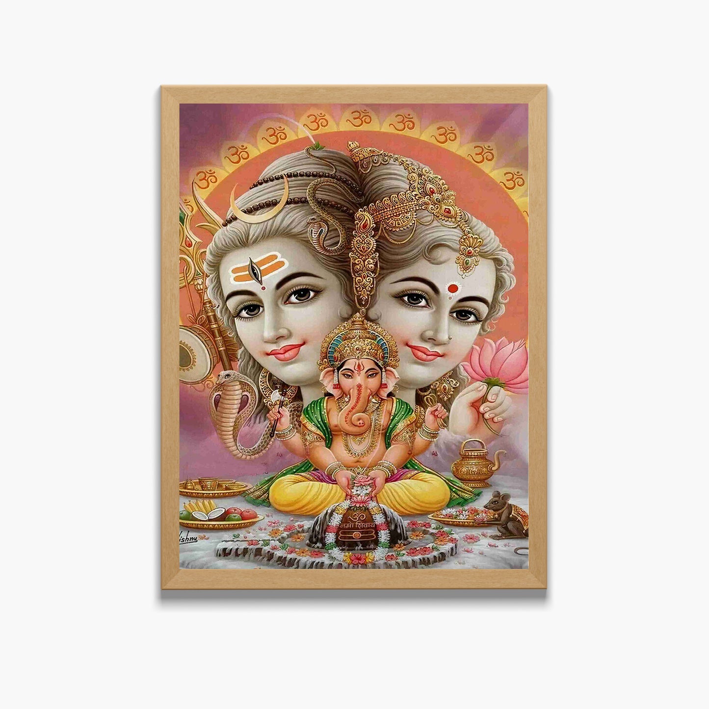 Lord shiva goddess parwathi wall art-shiva with maa parwathi and vinayaka god frame