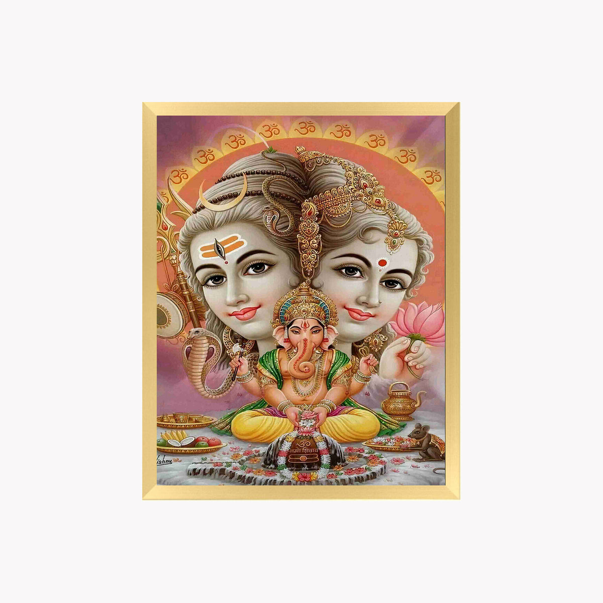 Lord shiva goddess parwathi wall art-shiva with maa parwathi and vinayaka god frame