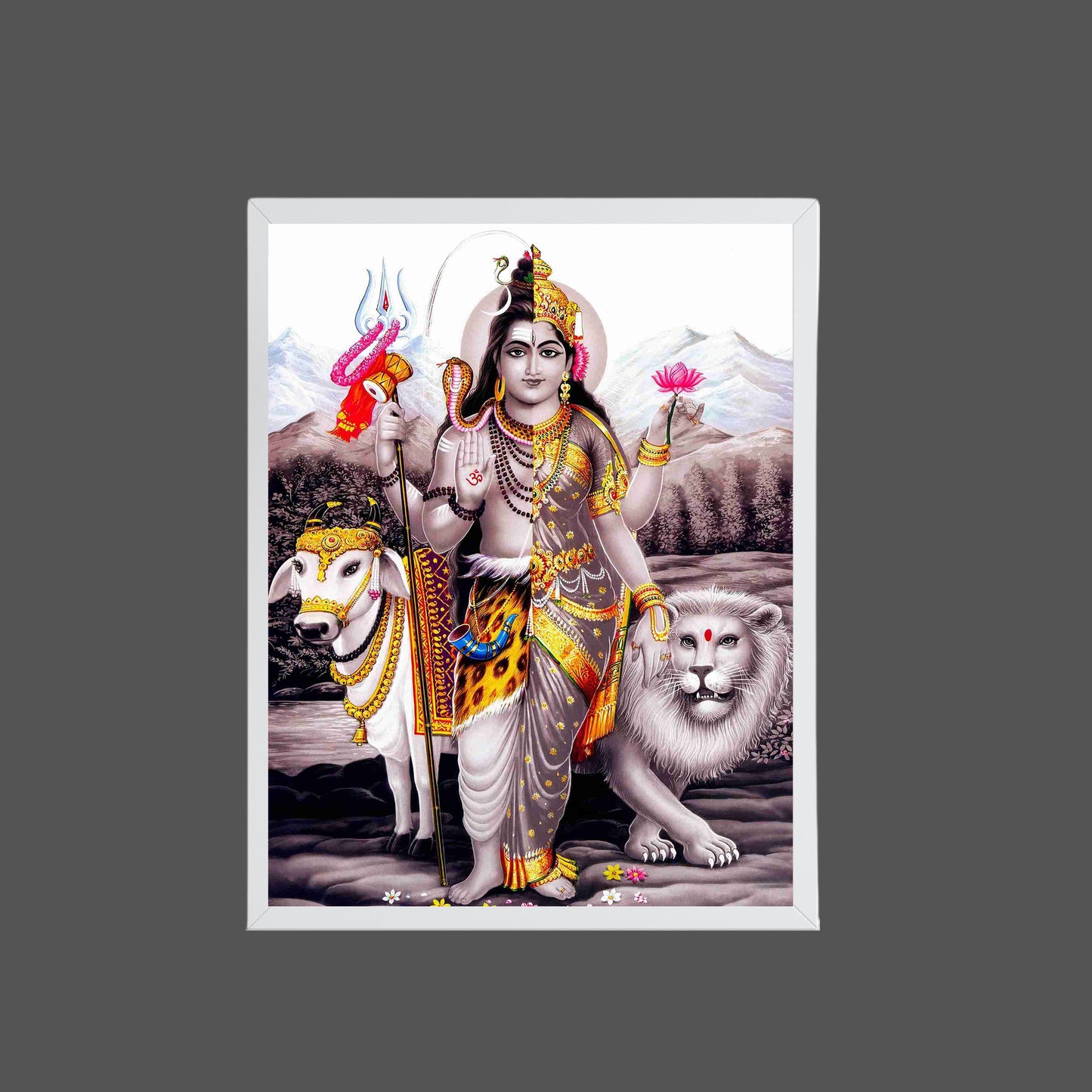 Lorad Shiva Ardhanarishwara Wall Art - Shiva Ardhanarishwara Hindu God Photo Frame