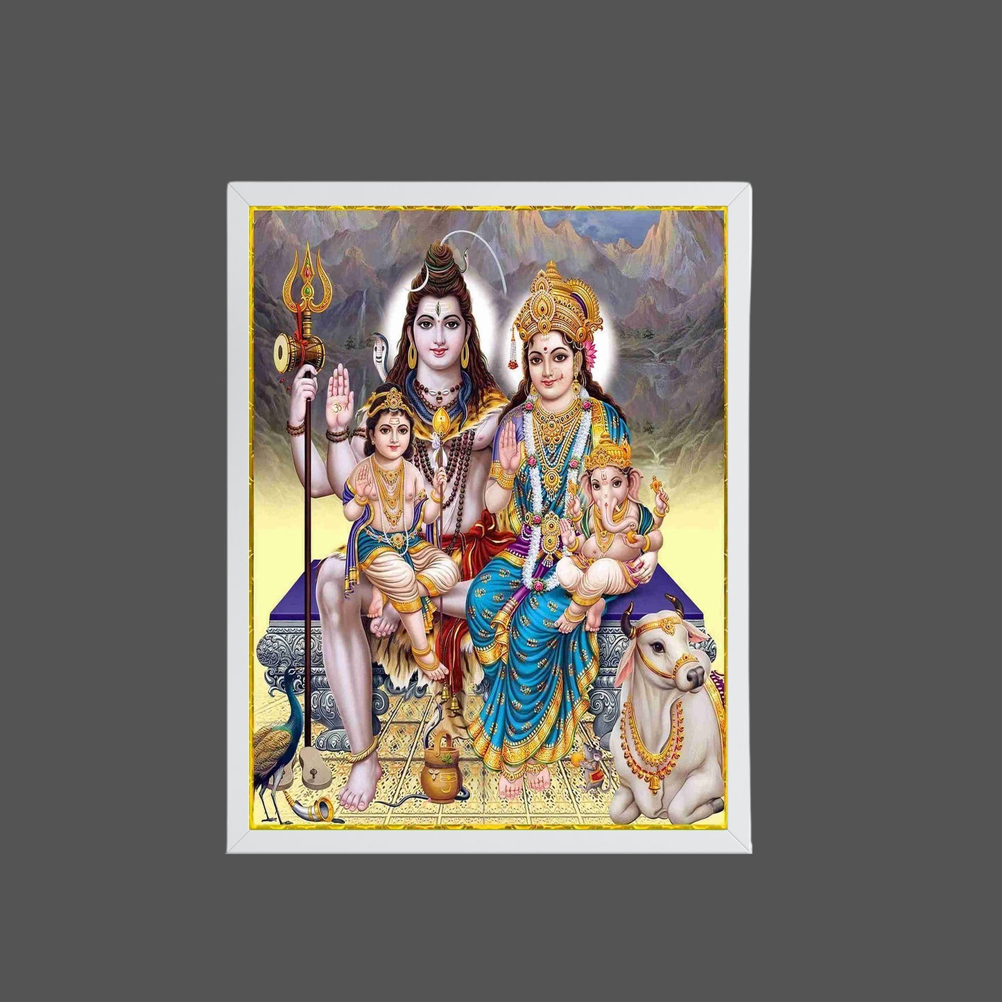 Lord Shiva with Family Wall Art- Shiva With Family Photo Frame