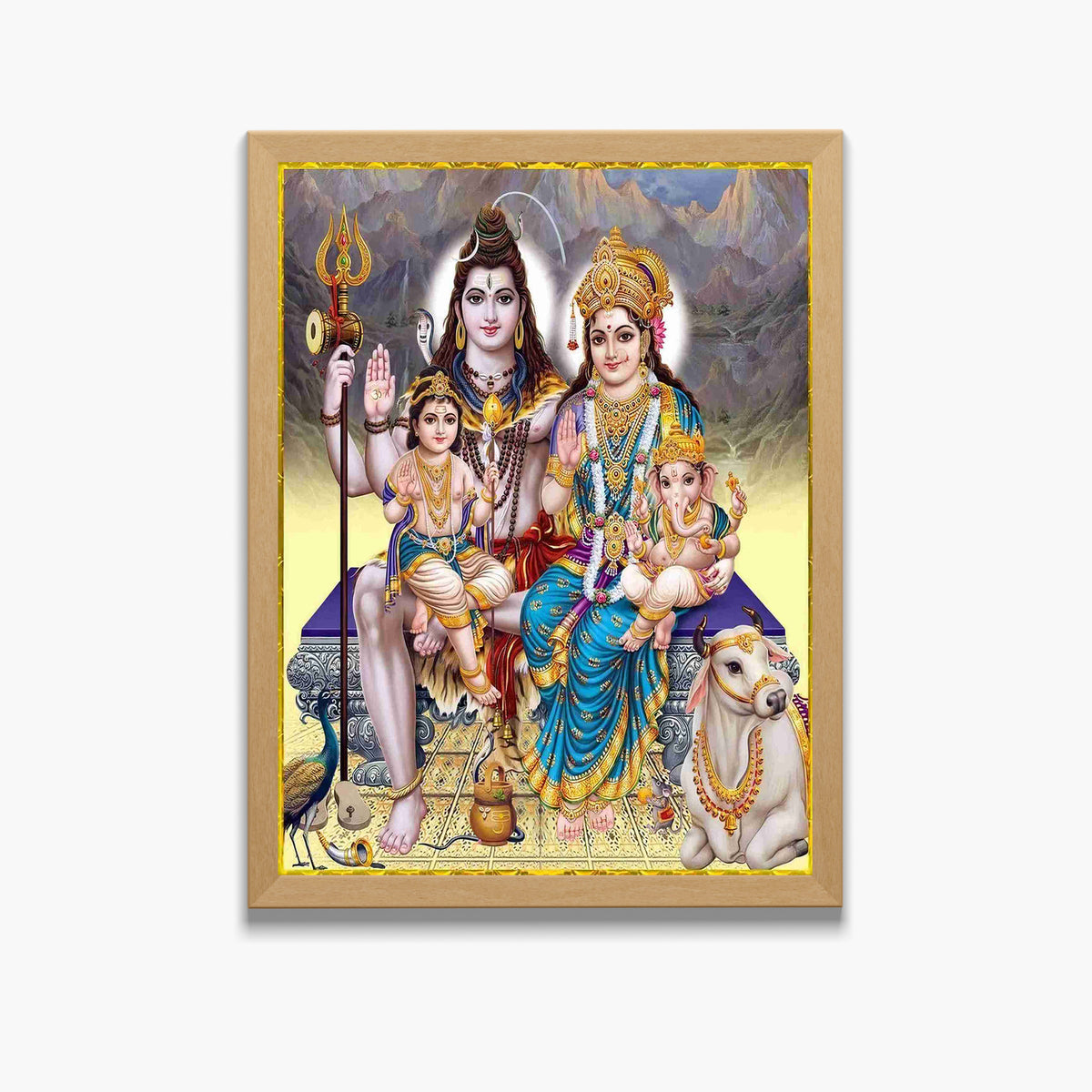 Lord Shiva with Family Wall Art- Shiva With Family Photo Frame