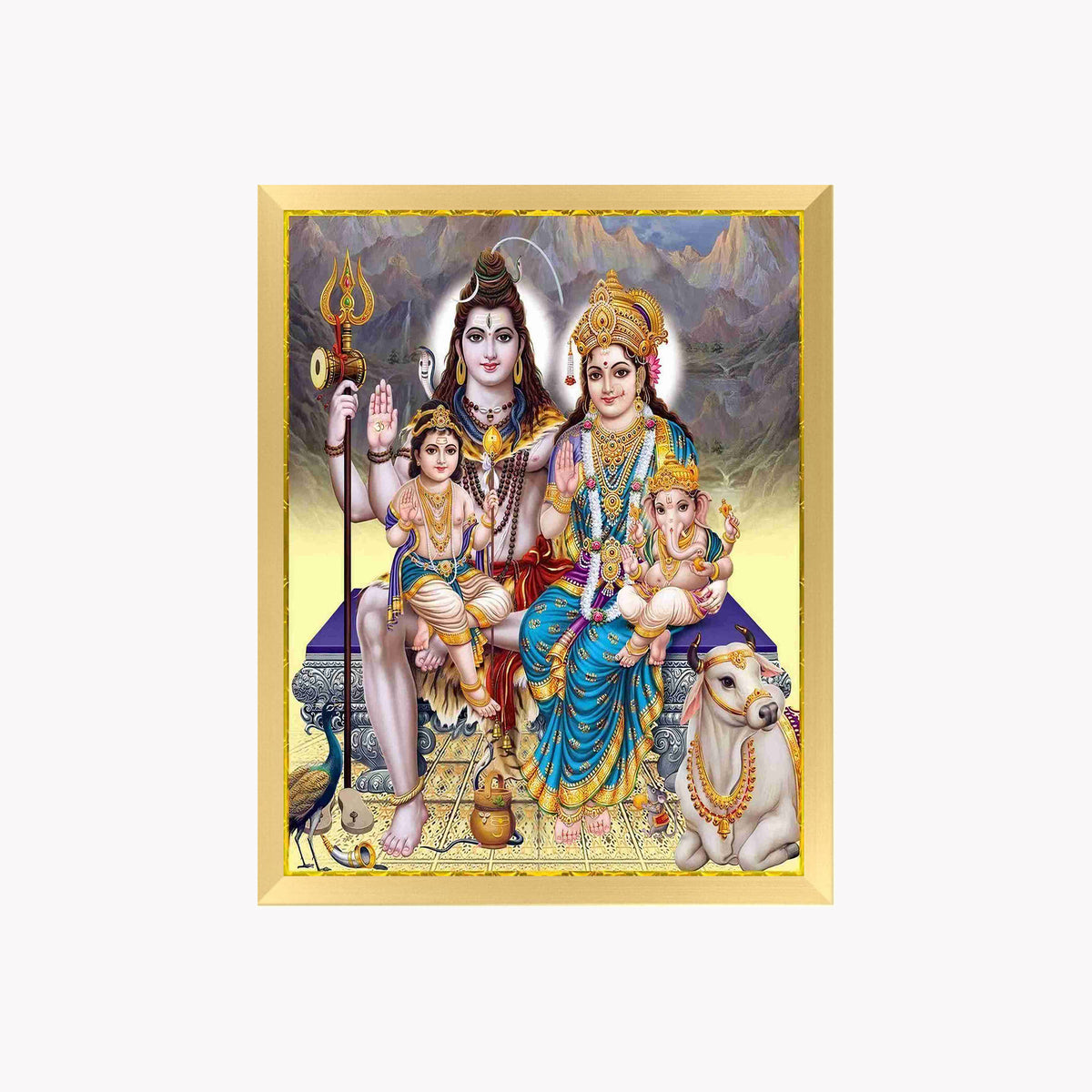 Lord Shiva with Family Wall Art- Shiva With Family Photo Frame