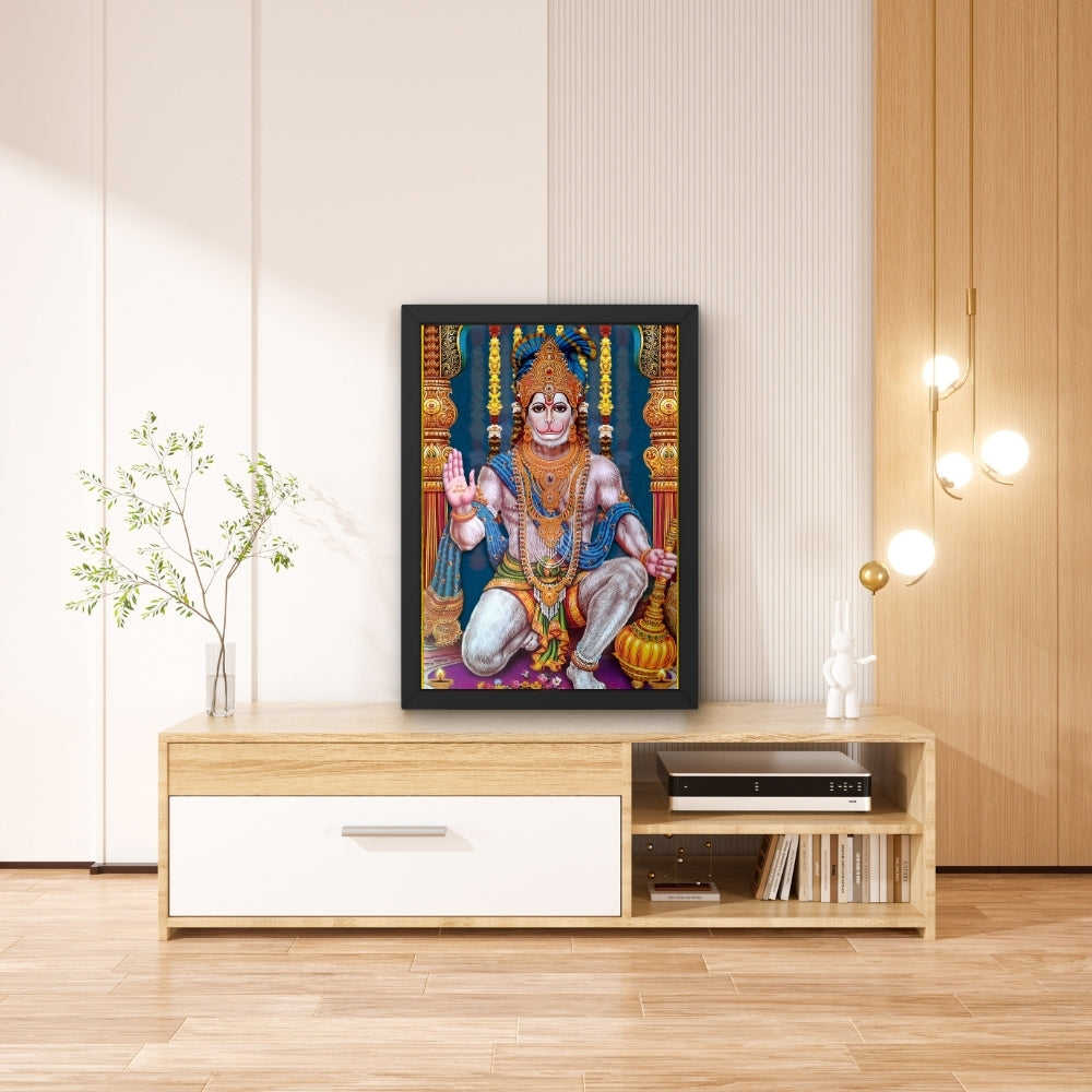 Lord Hanuman Wall Art – Blessing Bajrangbali Hindu God Photo Frame