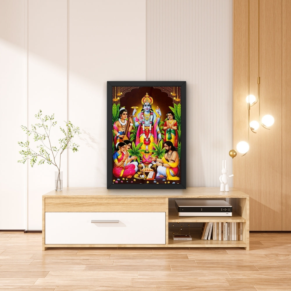 Lord Sri SatyanarayanaSwamy wall art-  Satyanarayana Swamy Hindu God Photo Frame