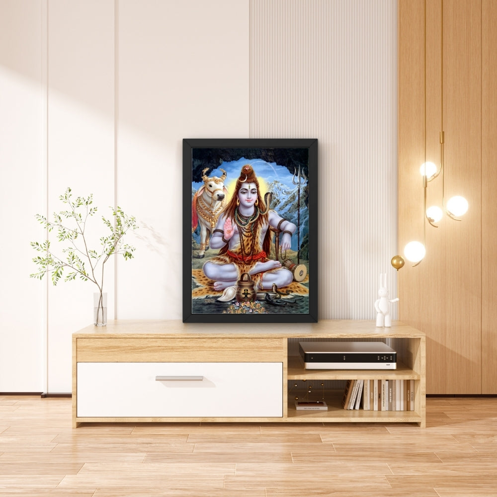 Lord Shiva Wall Art – Mahadev Shiva with Nandi Hindu God Photo Frame