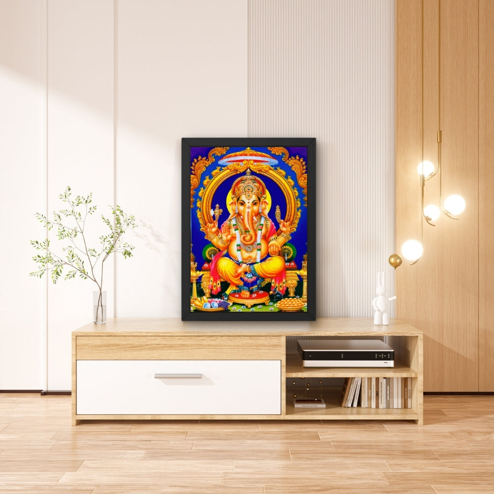 Lord Ganesha Wall Art – Hindu God Ganesha Traditional Devotional Photo Frame