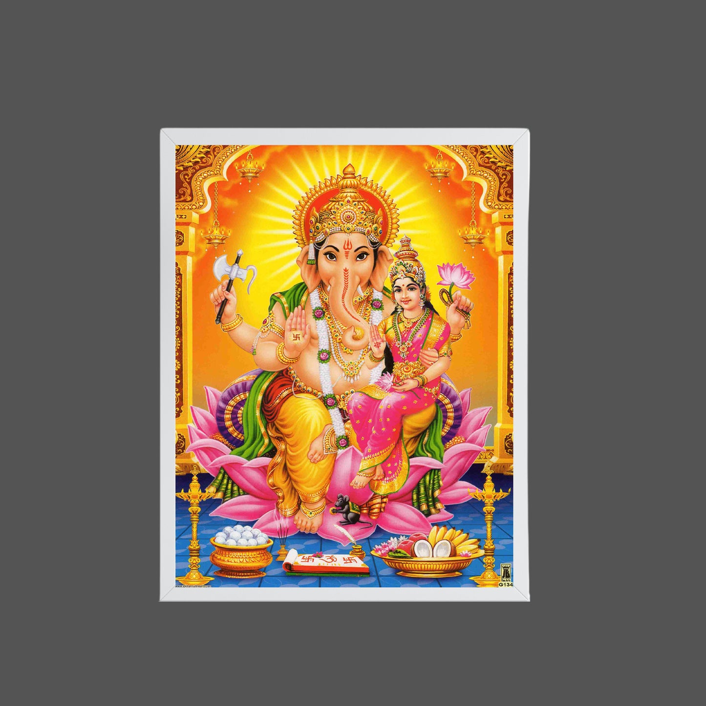 Lord Ganesha & Goddess Lakshmi Wall Art – Ganesh Lakshmi Hindu God Photo Frame