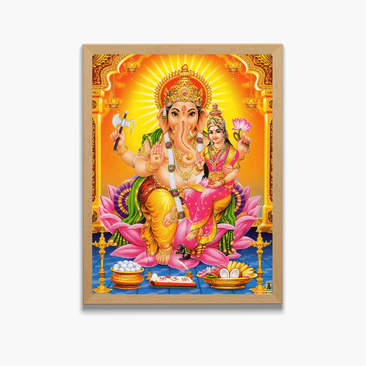 Lord Ganesha & Goddess Lakshmi Wall Art – Ganesh Lakshmi Hindu God Photo Frame