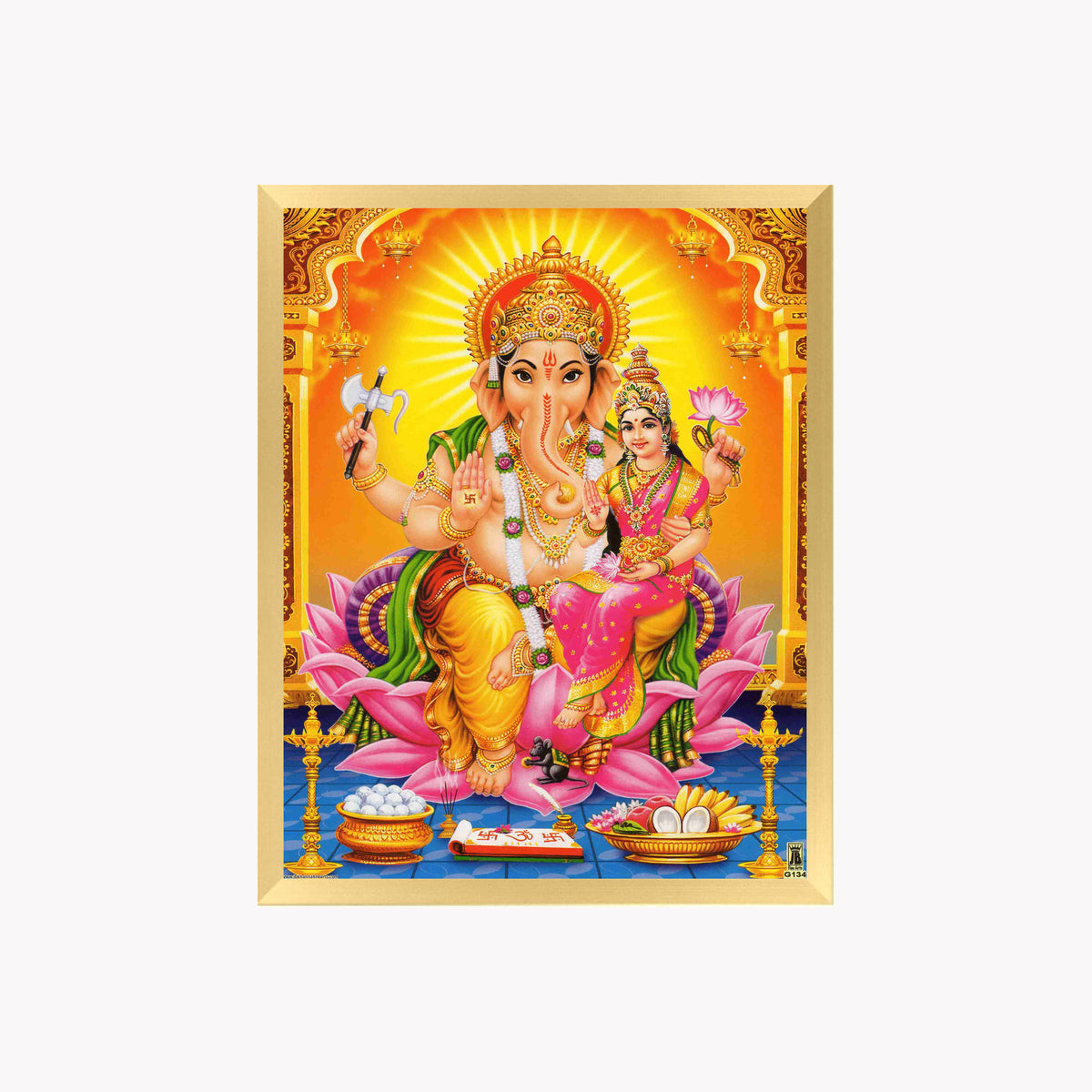 Lord Ganesha & Goddess Lakshmi Wall Art – Ganesh Lakshmi Hindu God Photo Frame