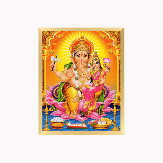 Lord Ganesha & Goddess Lakshmi Wall Art – Ganesh Lakshmi Hindu God Photo Frame