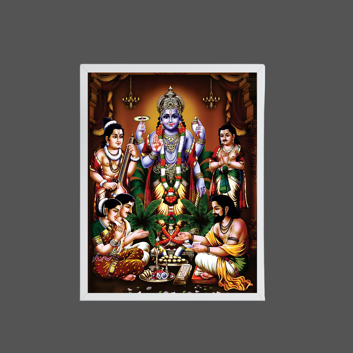 Lord Sri SatyanarayanaSwamy wall art-  Satyanarayana Swamy Hindu God Photo Frame