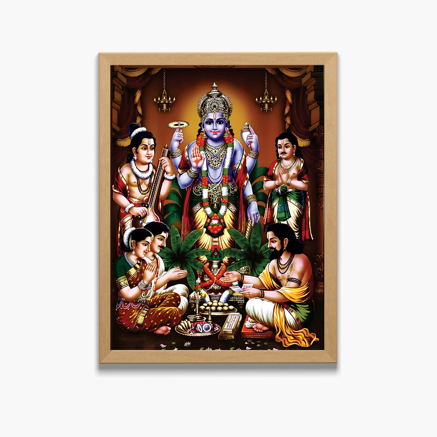 Lord Sri SatyanarayanaSwamy wall art-  Satyanarayana Swamy Hindu God Photo Frame