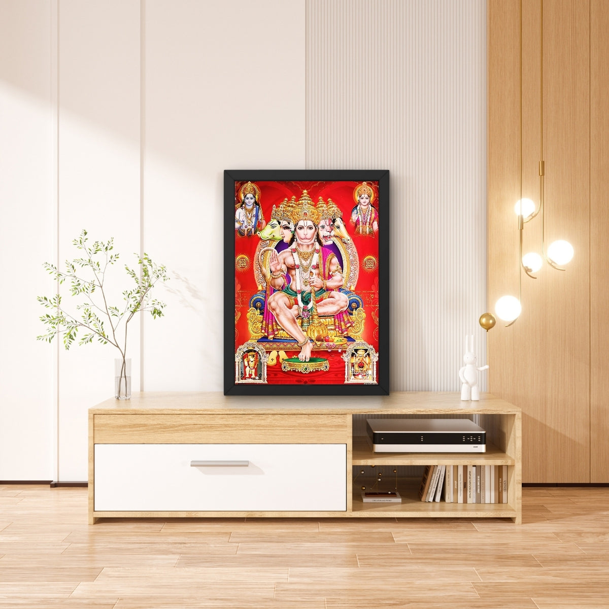 Panchamukhi Hanuman with rama sita wall art- Lord panchamukhi god frame