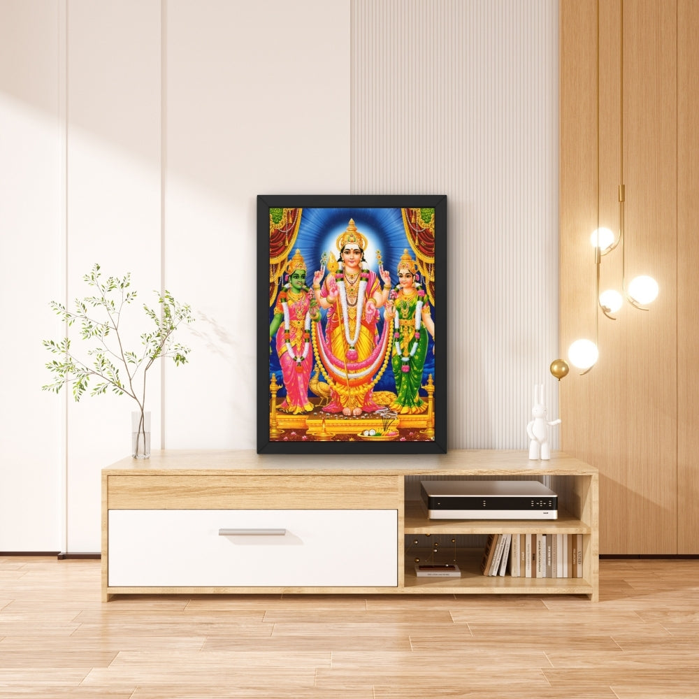 Lord Murugan with Valli and Deva yani wall art-God Murugan photo frame