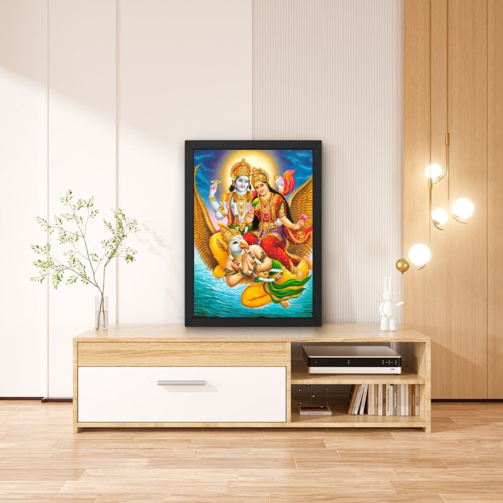 Lord Vishnu and Goddess Laxmi wall art-Sri vishnu with maa Laxmi Hindu God Frame