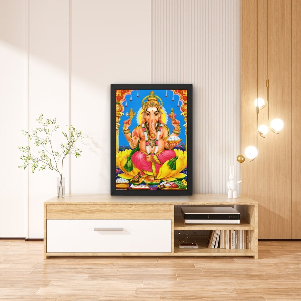Lord Ganesha Wall Art – Hindu God Photo Frame for Home & Puja Room