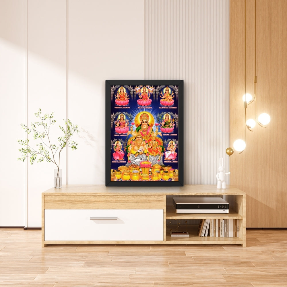 Lord Kubera wall art-God Kubera with Ashtalaxmi photo frame