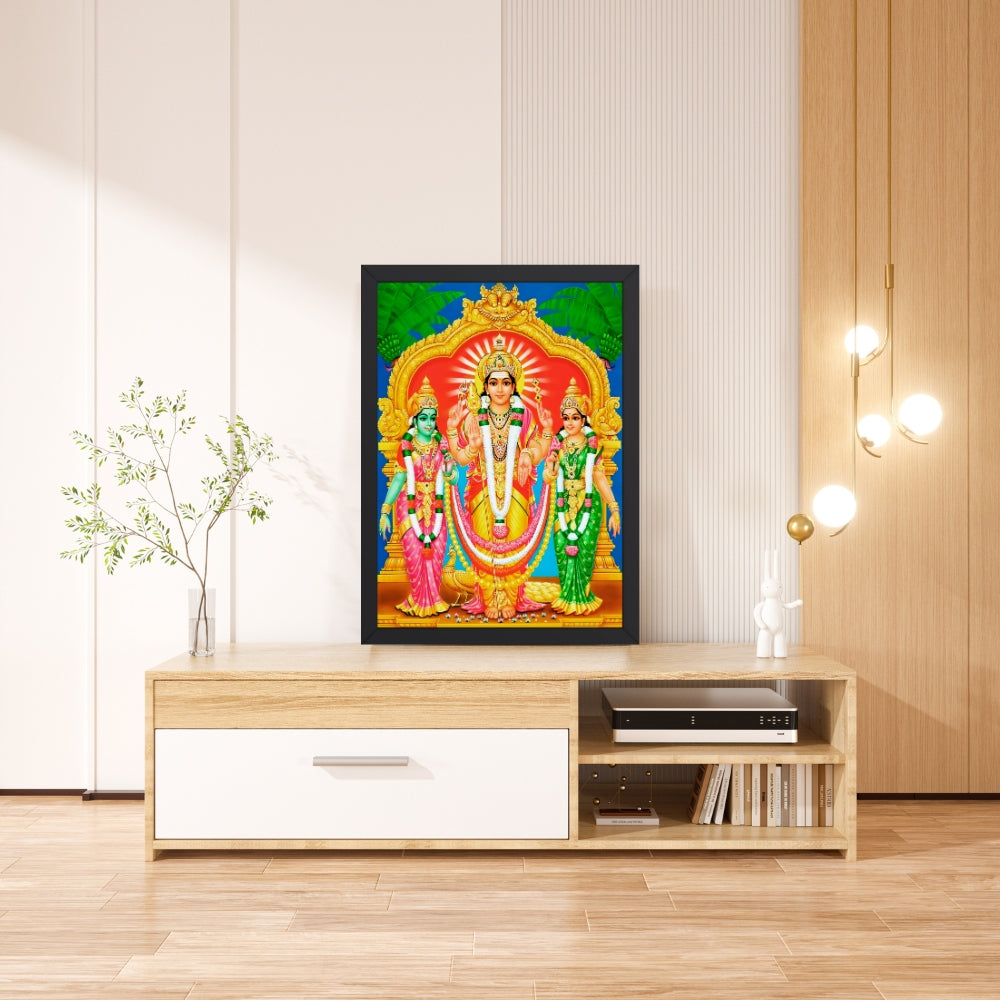 Lord Subramanya swamy wall art- Subramanya swamy with valli and devasena photo frame
