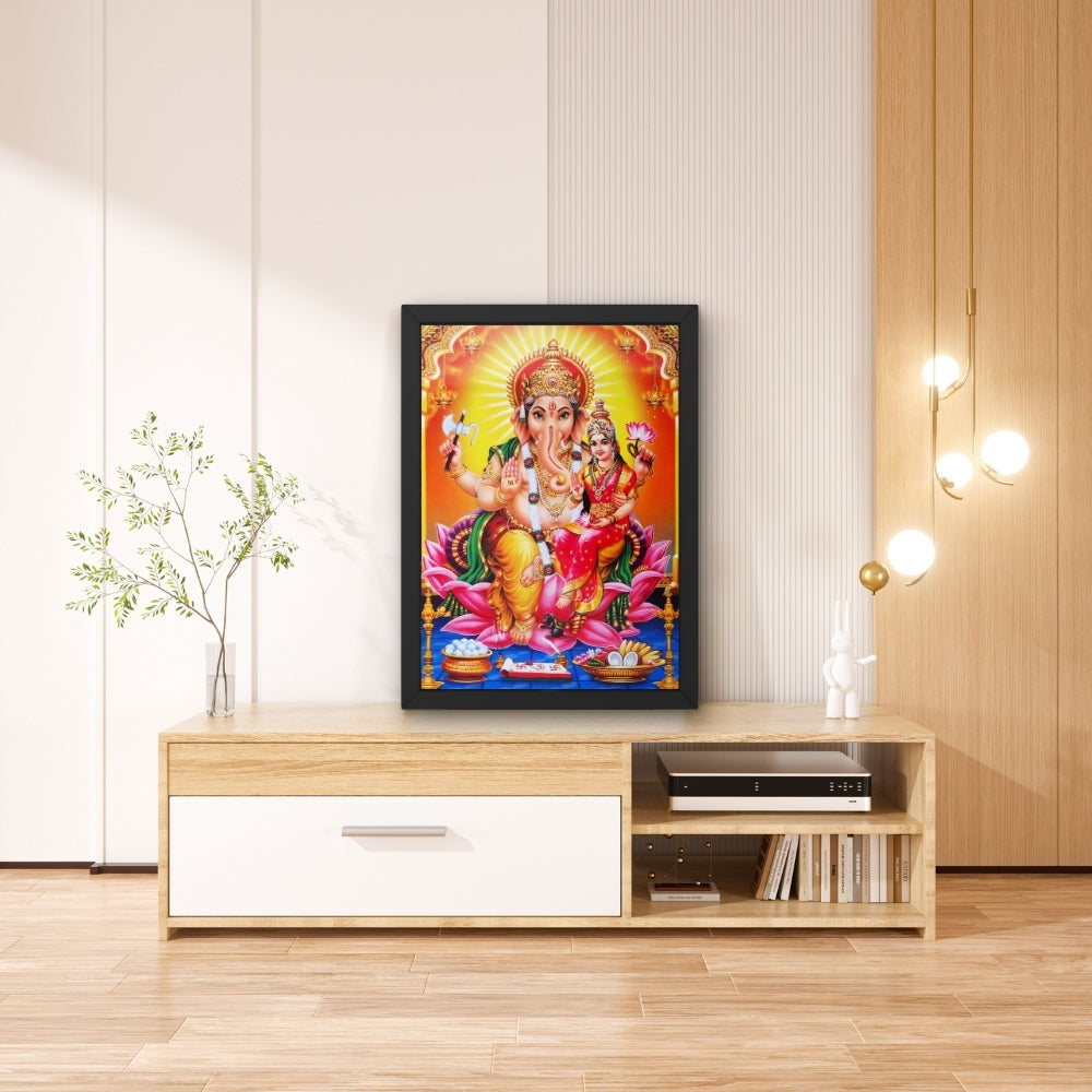 Lord Ganesha & Goddess Lakshmi Wall Art – Ganesh Lakshmi Hindu God Photo Frame