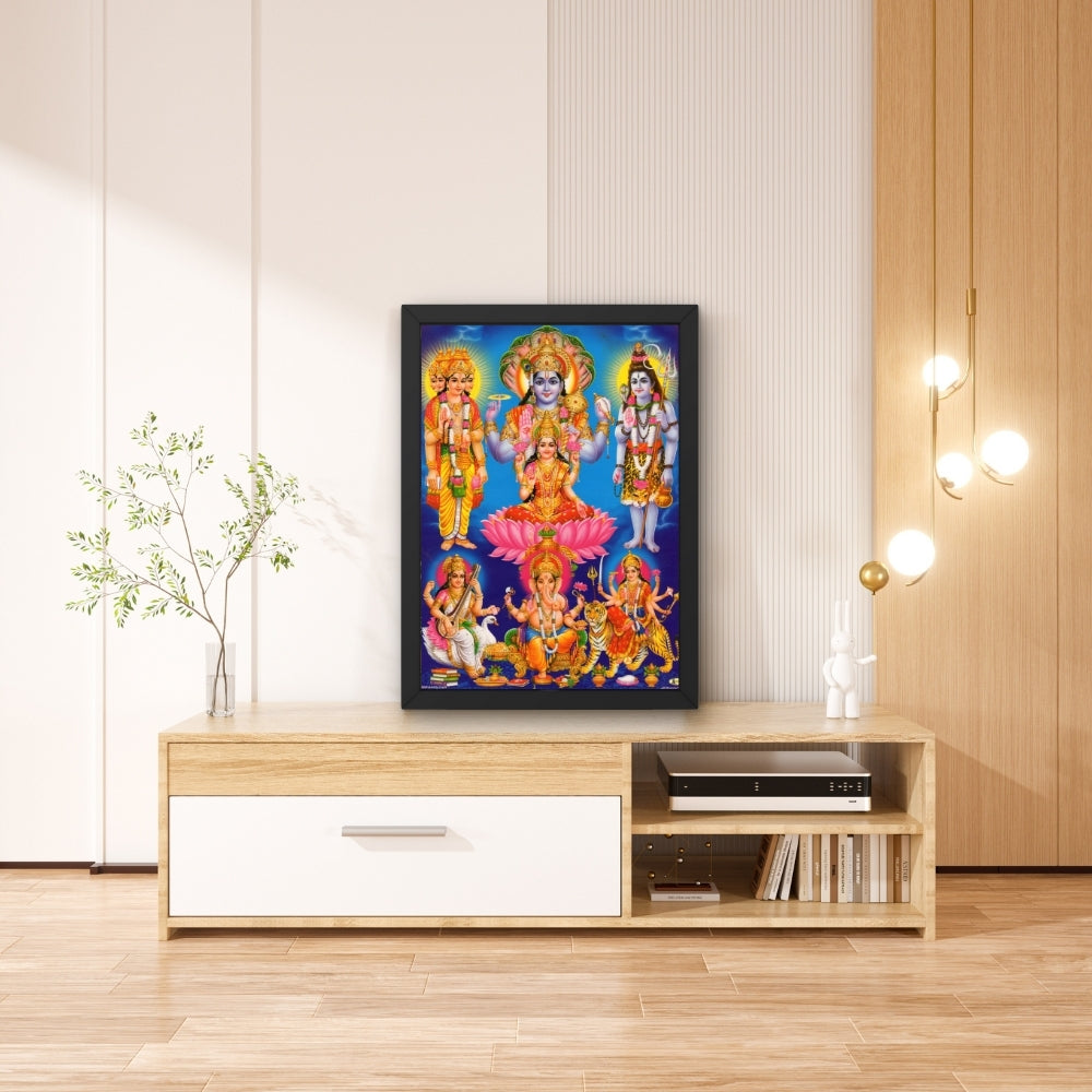 Hindu Gods Wall Art – Lord Vishnu, Goddess Lakshmi, Lord Shiva & Divine Deities Photo Frame