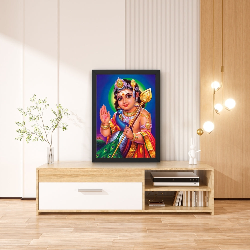 Lord Murugan Wall Art – Bala Murugan with Peacock Hindu God Photo Frame