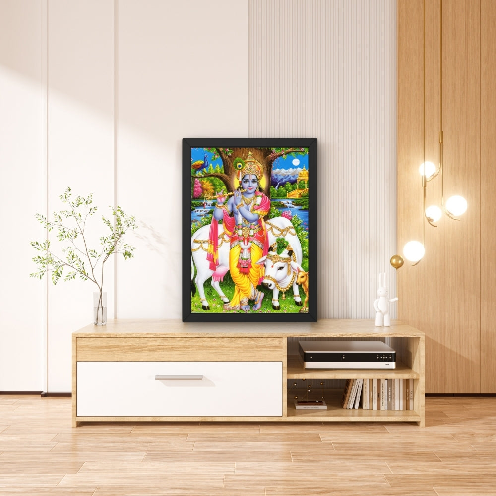 Lord Krishna wall art- God krishna with cow photo frame