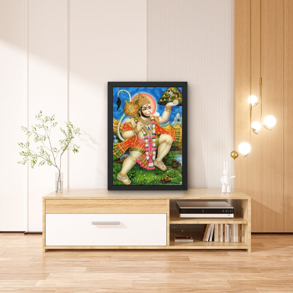 Lord Hanuman Wall Art – Bajrangbali Hindu God Devotional Photo Frame