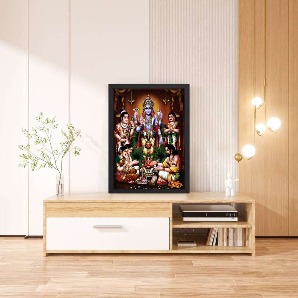 Lord Sri SatyanarayanaSwamy wall art-  Satyanarayana Swamy Hindu God Photo Frame