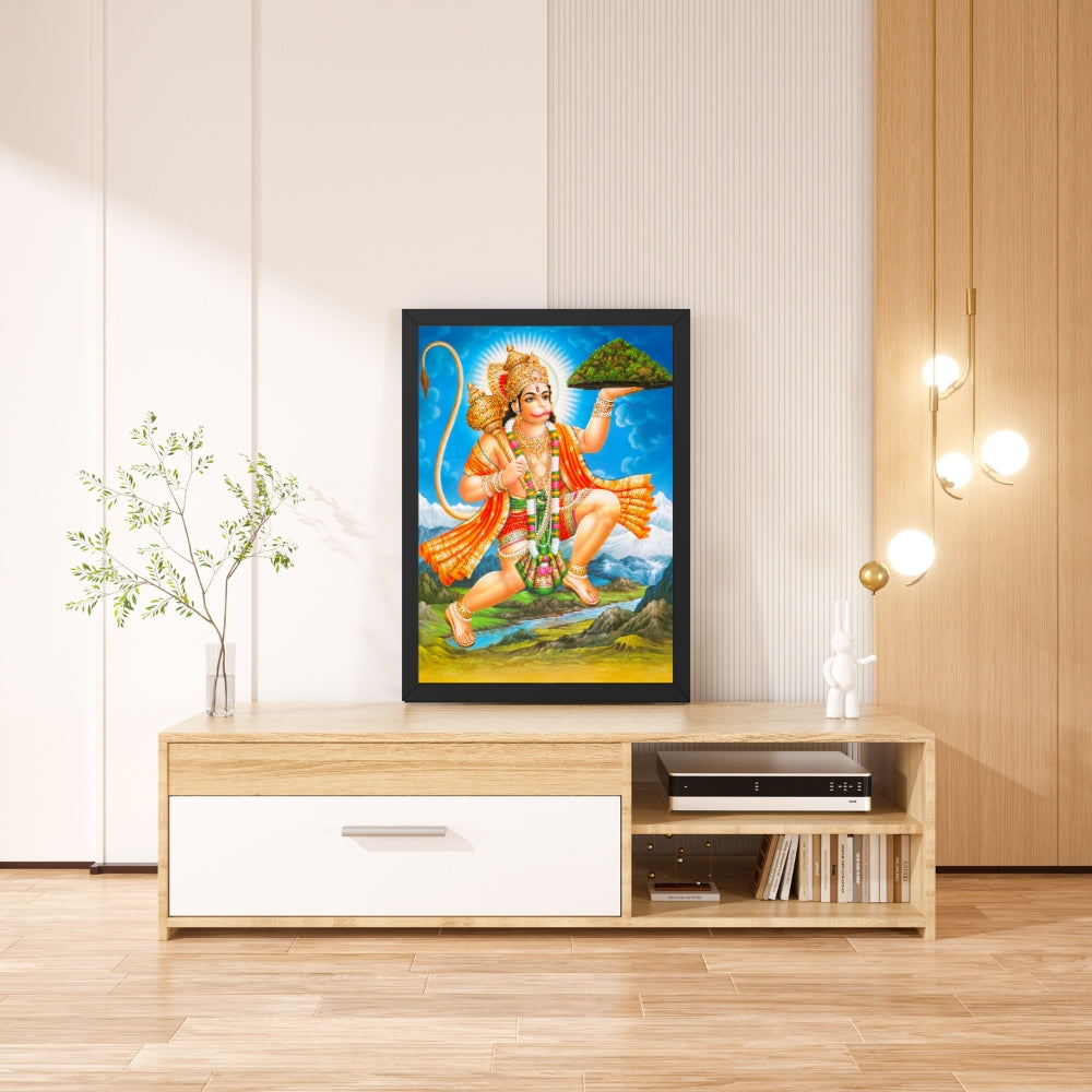 Lord Hanuman Wall Art – Hindu God Photo Frame for Home & Puja Room