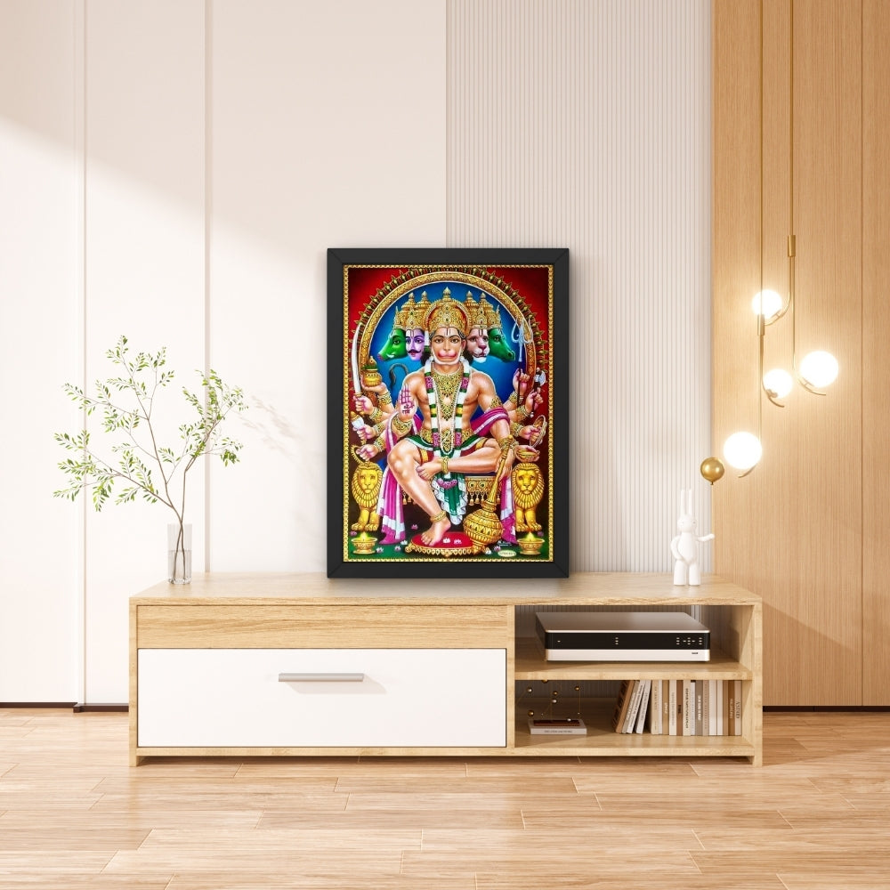 Lord Panchamukha Hanuman Wall Art - Panchamukha Hanuman Hindu God Photo Frame
