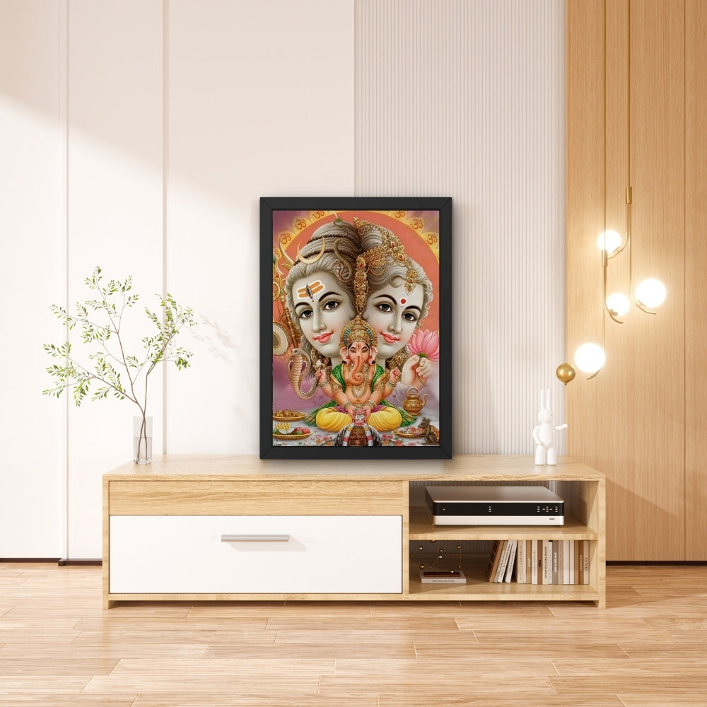 Lord shiva goddess parwathi wall art-shiva with maa parwathi and vinayaka god frame