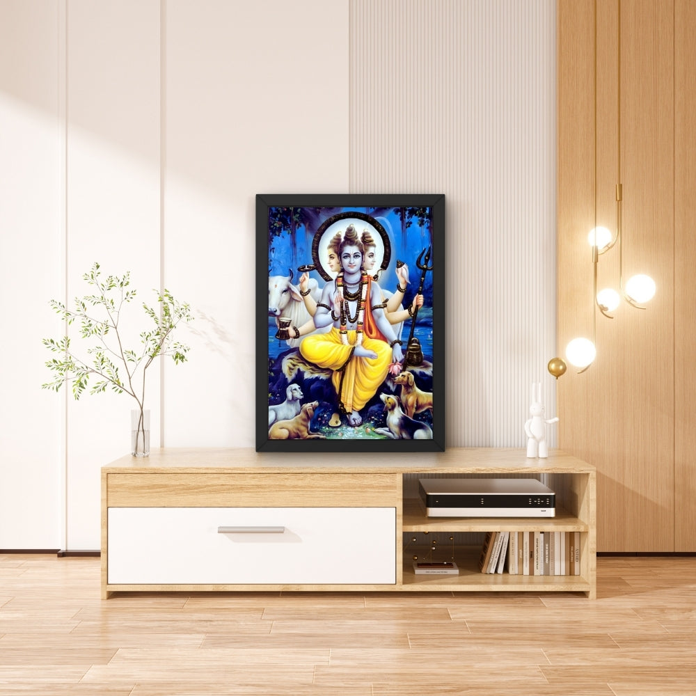 Dattatreya Wall Art – Lord Dattatreya Three-Faced Hindu God Photo Frame