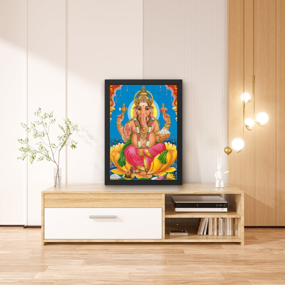 Lord Ganesha Wall Art – Hindu God Photo Frame for Home & Puja Room