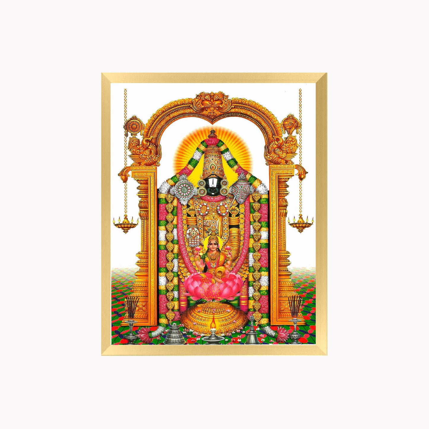 Tirupati Balaji Wall Art – Lord Venkateswara with Goddess Lakshmi Hindu God Photo Frame
