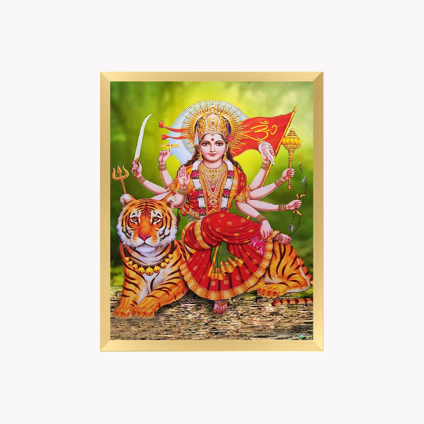 Maa Durga Wall Art – Goddess Durga with Tiger Hindu Goddess Photo Frame