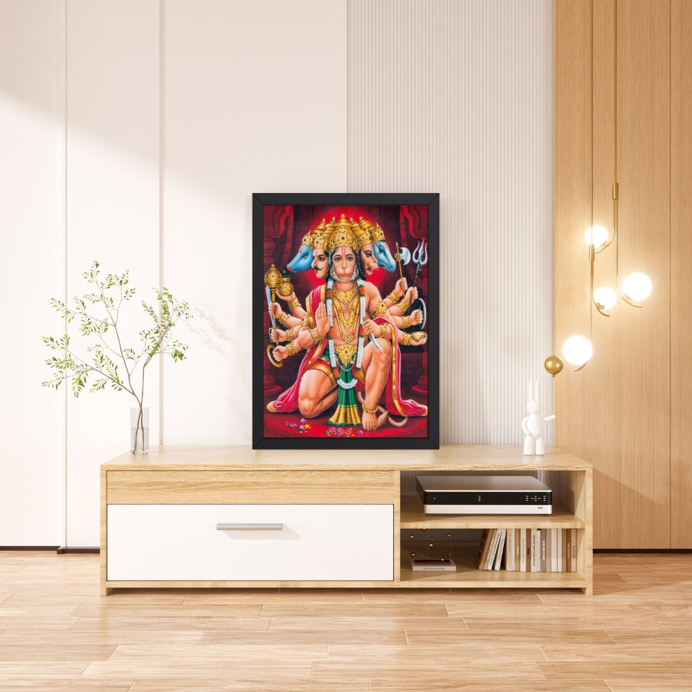 Panchmukhi Hanuman Wall Art – Five-Faced Lord Hanuman Hindu God Photo Frame