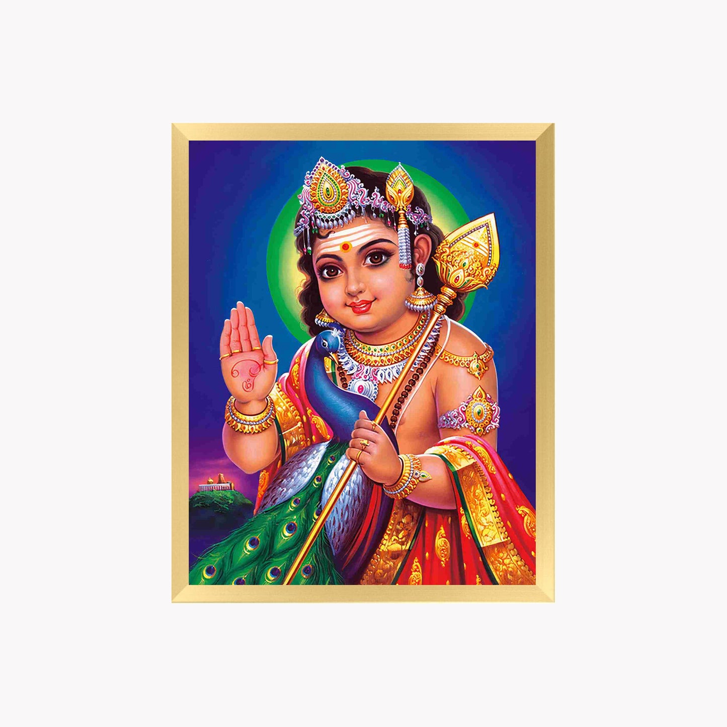Lord Murugan Wall Art – Bala Murugan with Peacock Hindu God Photo Frame