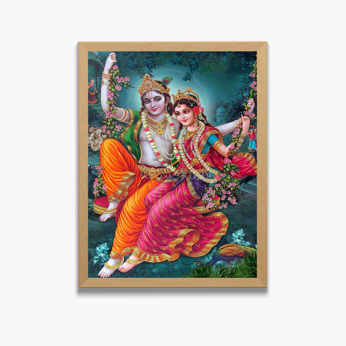 Lord Krishna with Radha Wall Art - Krishna with Radha Hindu God Photo Frama