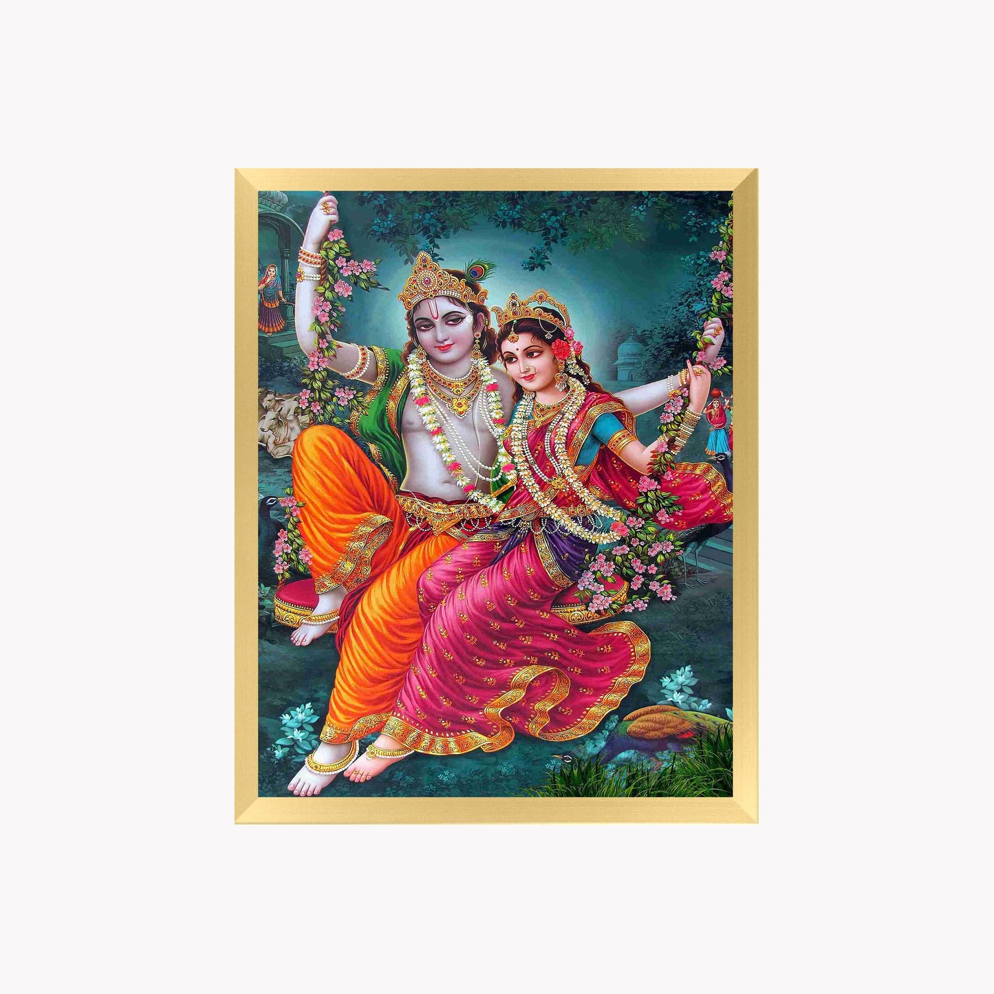 Lord Krishna with Radha Wall Art - Krishna with Radha Hindu God Photo Frama