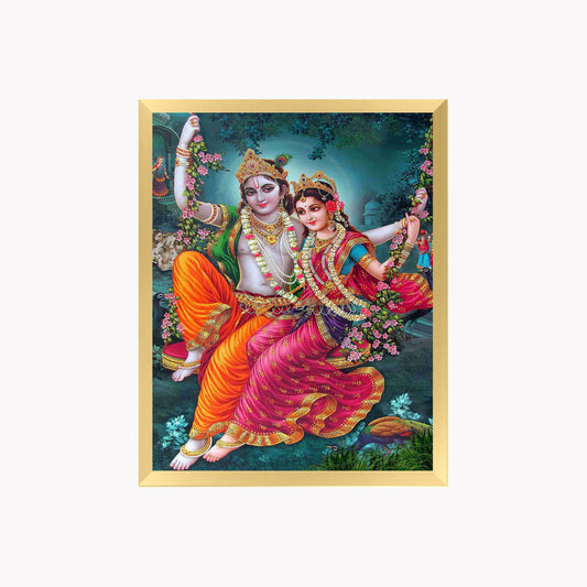 Lord Krishna with Radha Wall Art - Krishna with Radha Hindu God Photo Frama