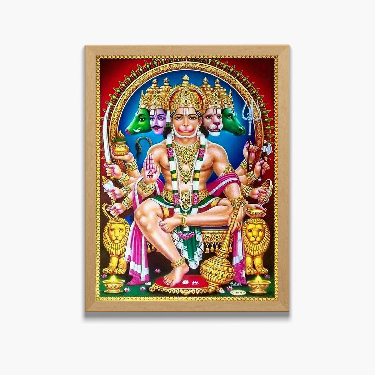 Lord Panchamukha Hanuman Wall Art - Panchamukha Hanuman Hindu God Photo Frame